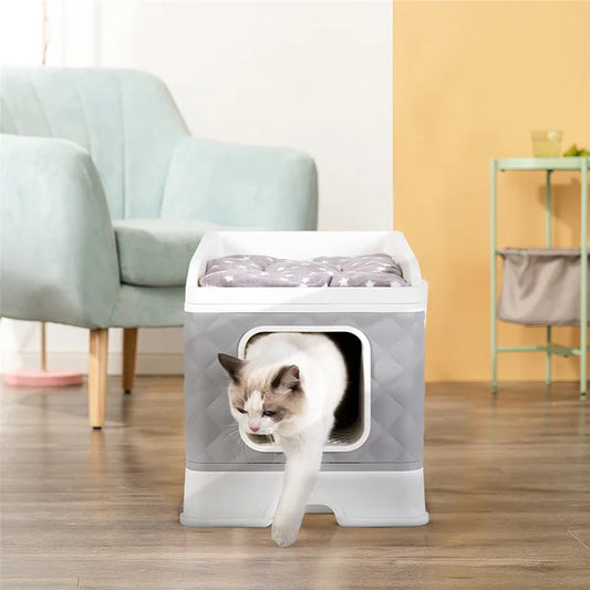 Sahebji's Foldable Large Cat Litter Box with Shovel Easy Clean Leak-Proof Enclosed