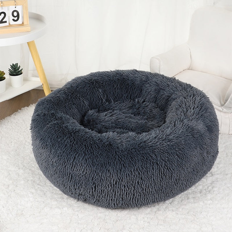 Round Plush Dog Bed: Large Size, Washable