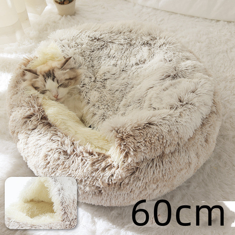 2-in-1 Winter Pet Bed | Warm Plush Dog and Cat Nest