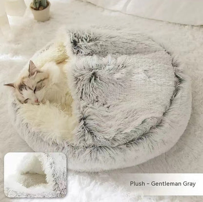 2-in-1 Winter Pet Bed | Warm Plush Dog and Cat Nest