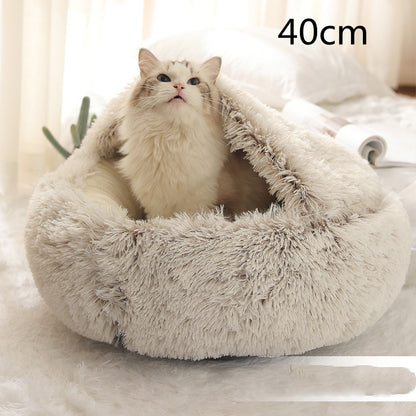 2-in-1 Winter Pet Bed | Warm Plush Dog and Cat Nest