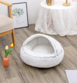 2-in-1 Winter Pet Bed | Warm Plush Dog and Cat Nest