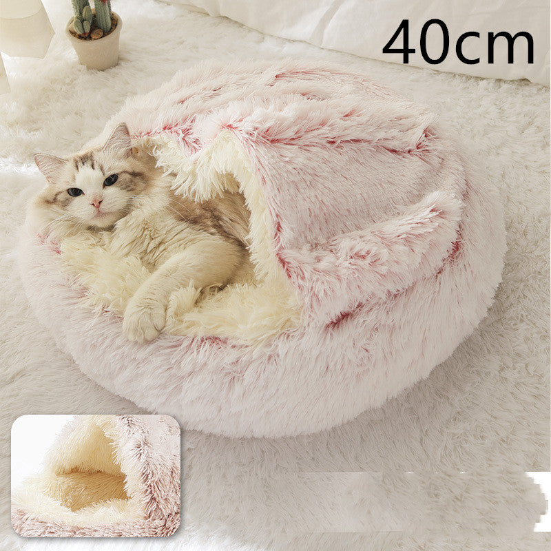 2-in-1 Winter Pet Bed | Warm Plush Dog and Cat Nest