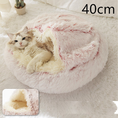 2-in-1 Winter Pet Bed | Warm Plush Dog and Cat Nest