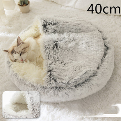 2-in-1 Winter Pet Bed | Warm Plush Dog and Cat Nest