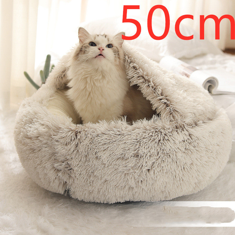 2-in-1 Winter Pet Bed | Warm Plush Dog and Cat Nest