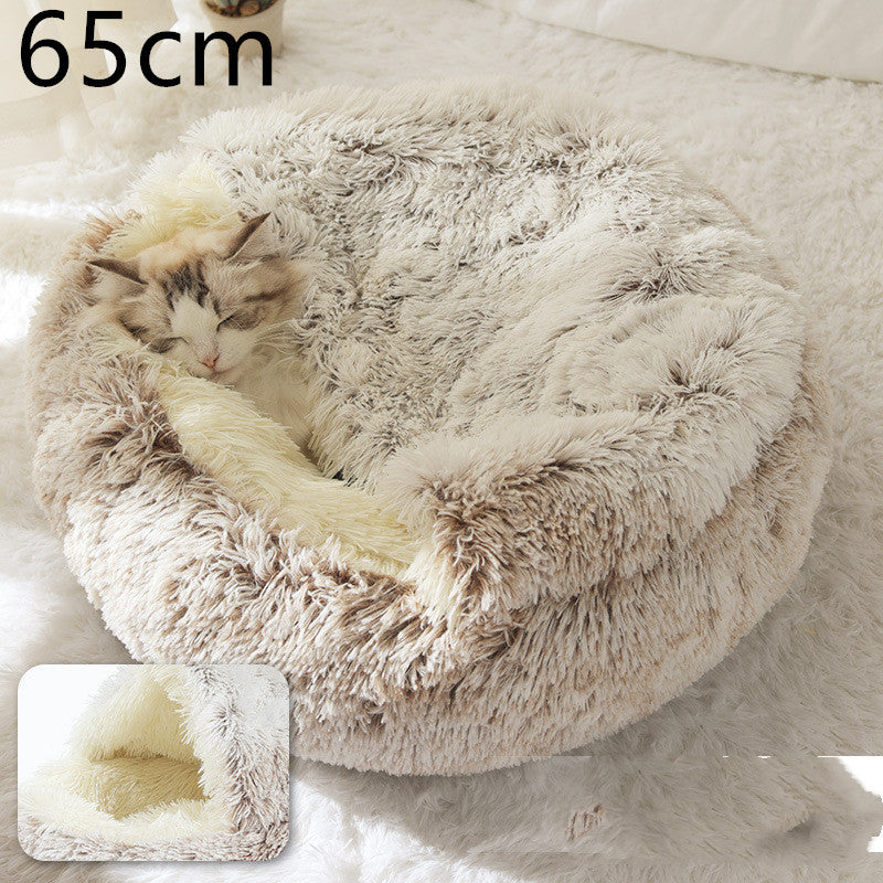 2-in-1 Winter Pet Bed | Warm Plush Dog and Cat Nest