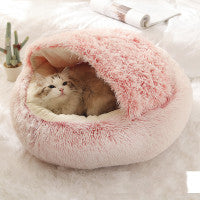 2-in-1 Winter Pet Bed | Warm Plush Dog and Cat Nest