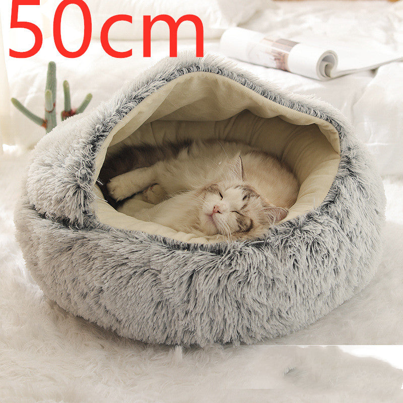 2-in-1 Winter Pet Bed | Warm Plush Dog and Cat Nest