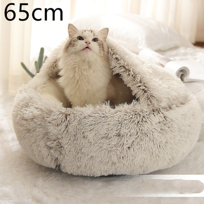 2-in-1 Winter Pet Bed | Warm Plush Dog and Cat Nest