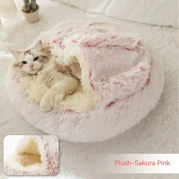 2-in-1 Winter Pet Bed | Warm Plush Dog and Cat Nest