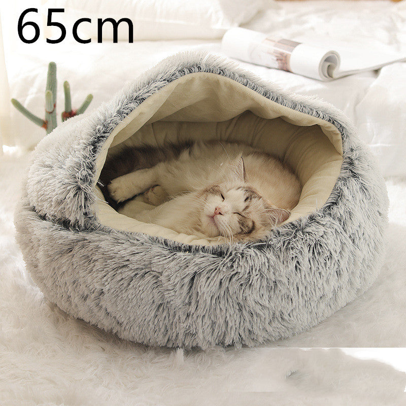 2-in-1 Winter Pet Bed | Warm Plush Dog and Cat Nest