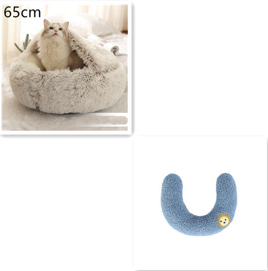 2-in-1 Winter Pet Bed | Warm Plush Dog and Cat Nest