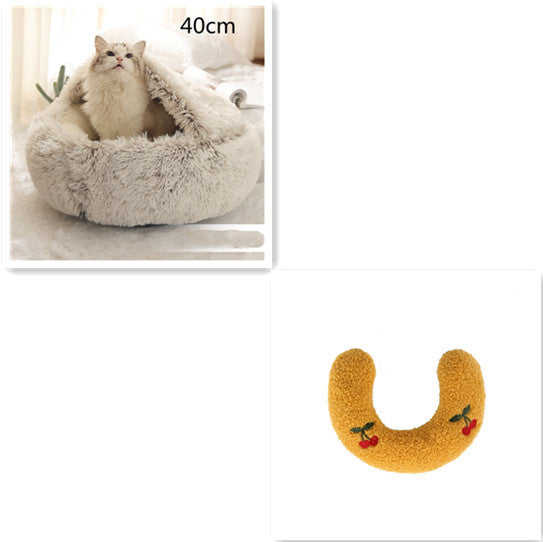 2-in-1 Winter Pet Bed | Warm Plush Dog and Cat Nest