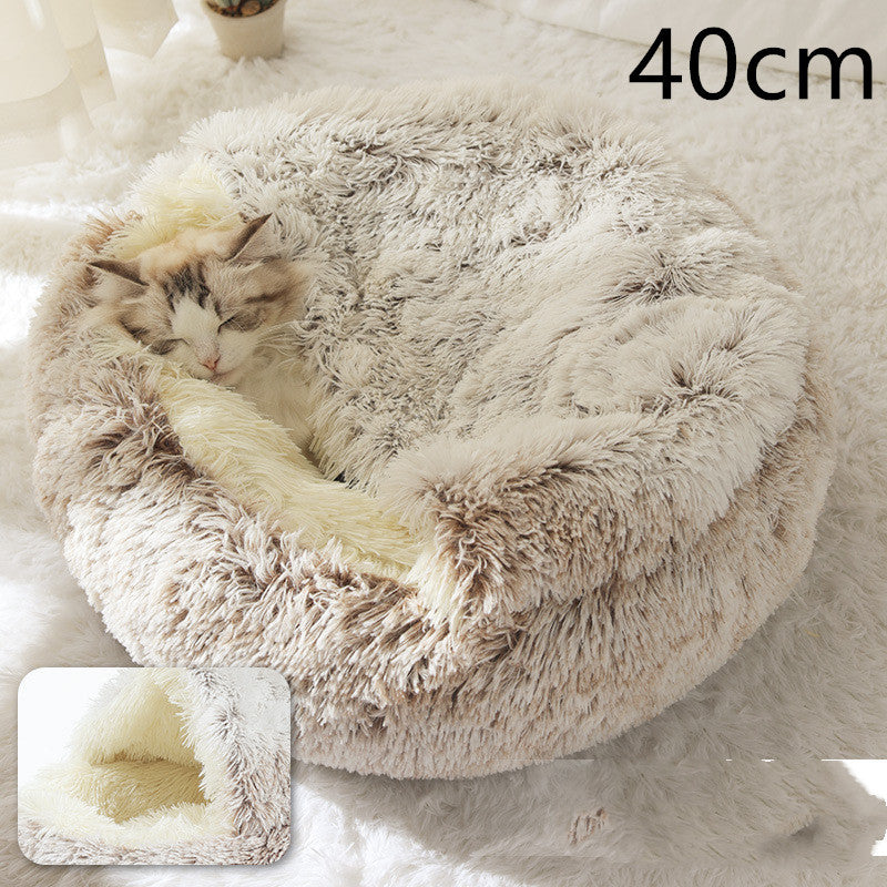 2-in-1 Winter Pet Bed | Warm Plush Dog and Cat Nest