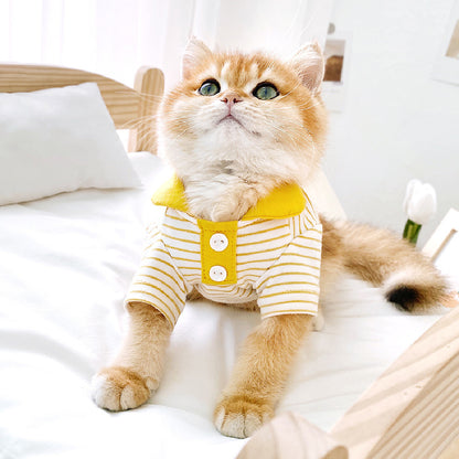 Cute Striped Polo Shirt for Cats