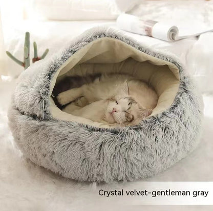 2-in-1 Winter Pet Bed | Warm Plush Dog and Cat Nest