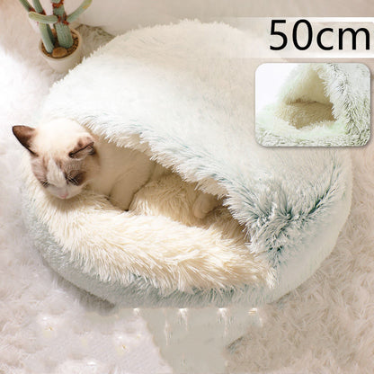 2-in-1 Winter Pet Bed | Warm Plush Dog and Cat Nest