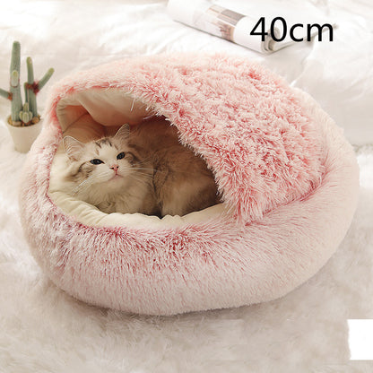 2-in-1 Winter Pet Bed | Warm Plush Dog and Cat Nest