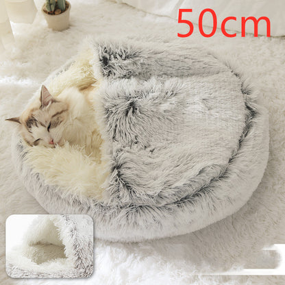 2-in-1 Winter Pet Bed | Warm Plush Dog and Cat Nest