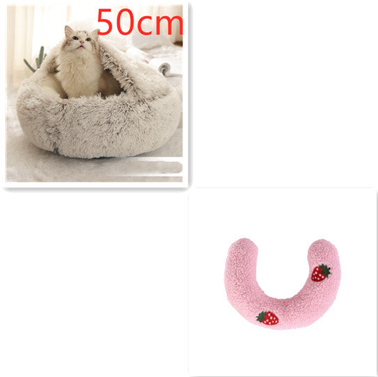 2-in-1 Winter Pet Bed | Warm Plush Dog and Cat Nest