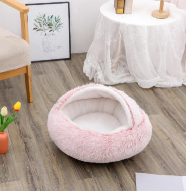 2-in-1 Winter Pet Bed | Warm Plush Dog and Cat Nest