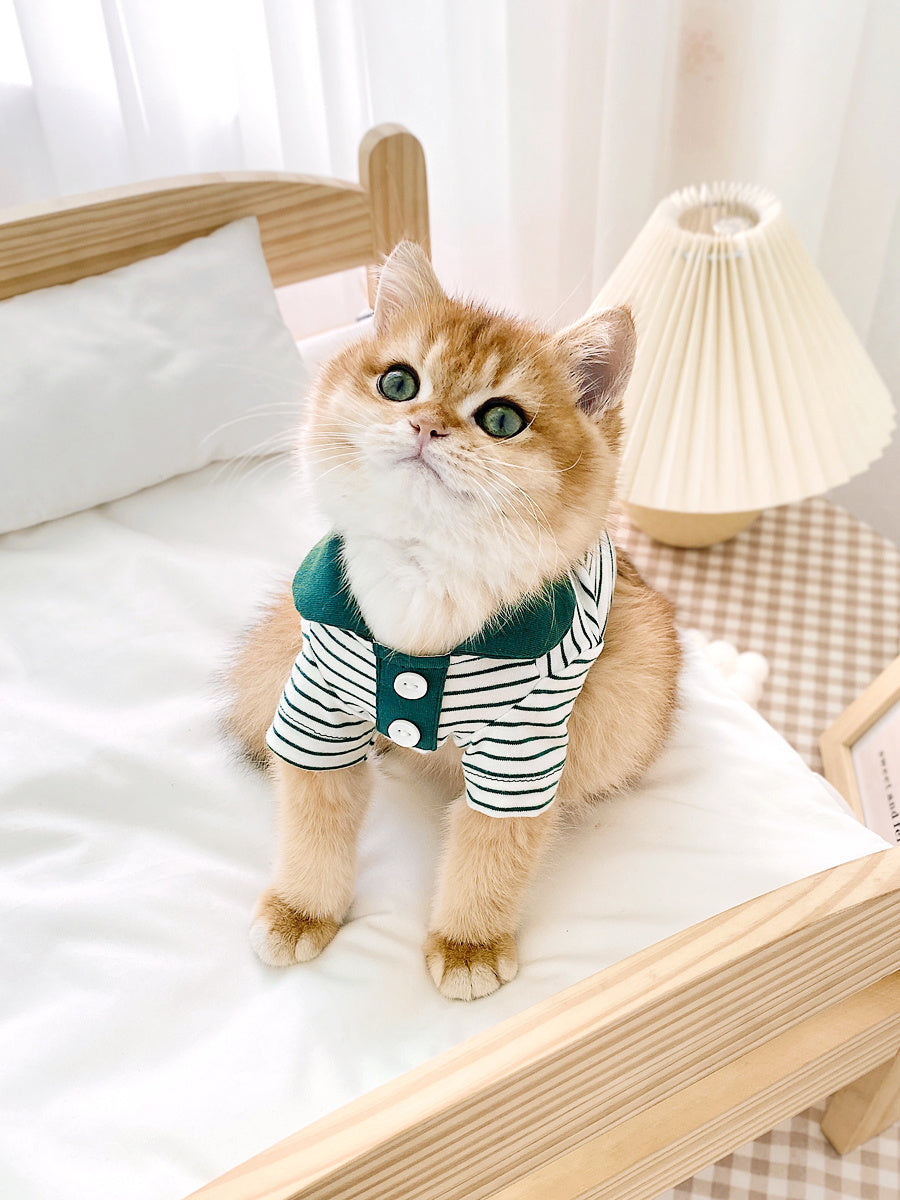 Cute Striped Polo Shirt for Cats