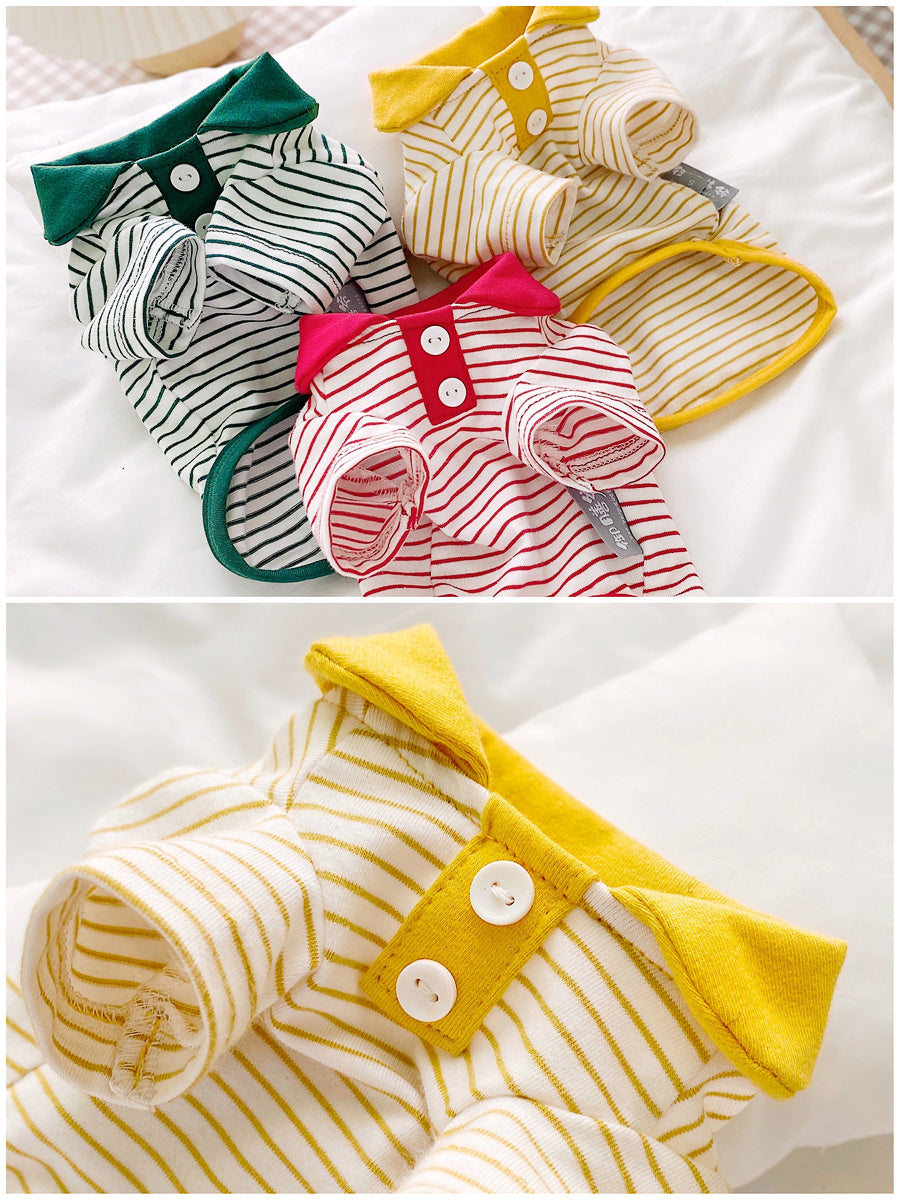 Cute Striped Polo Shirt for Cats