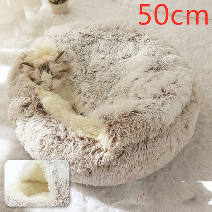 2-in-1 Winter Pet Bed | Warm Plush Dog and Cat Nest