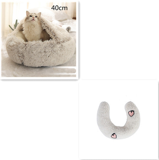 2-in-1 Winter Pet Bed | Warm Plush Dog and Cat Nest