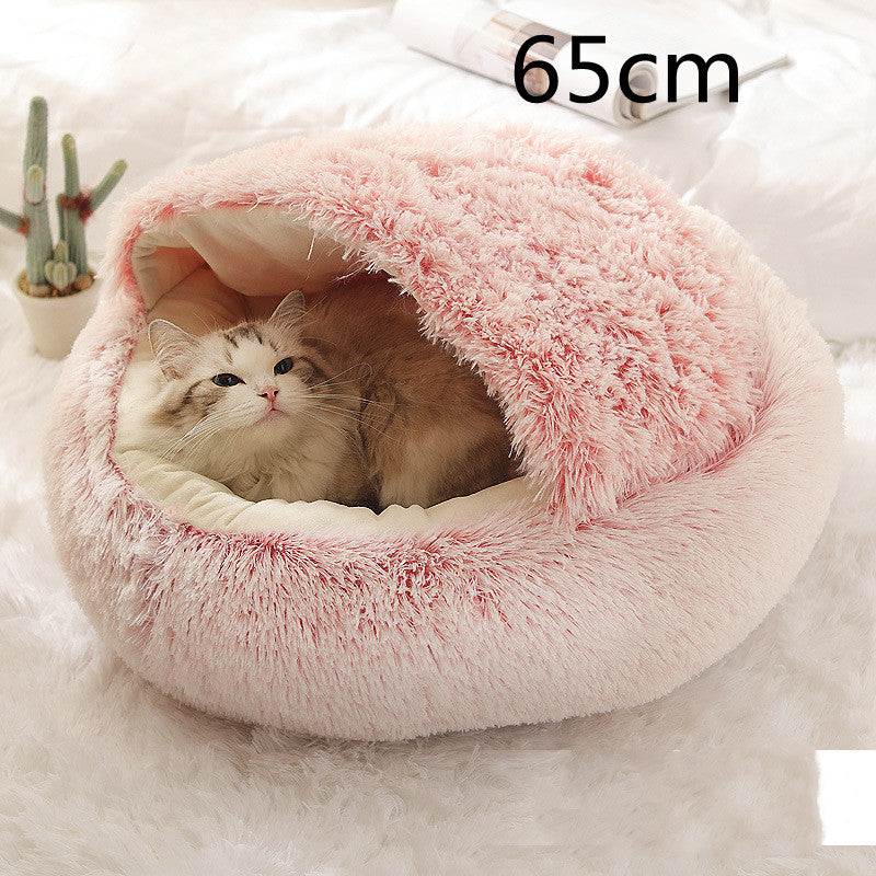 2-in-1 Winter Pet Bed | Warm Plush Dog and Cat Nest