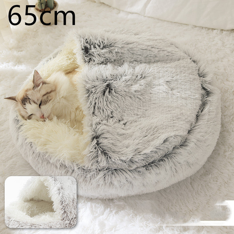 2-in-1 Winter Pet Bed | Warm Plush Dog and Cat Nest