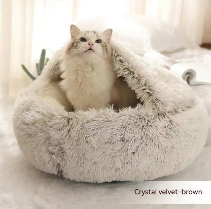 2-in-1 Winter Pet Bed | Warm Plush Dog and Cat Nest