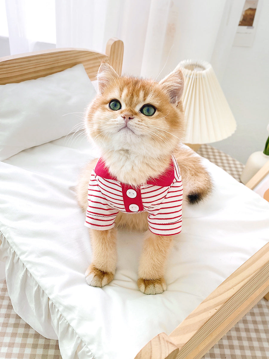 Cute Striped Polo Shirt for Cats