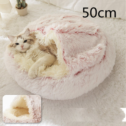 2-in-1 Winter Pet Bed | Warm Plush Dog and Cat Nest