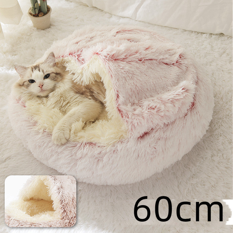 2-in-1 Winter Pet Bed | Warm Plush Dog and Cat Nest