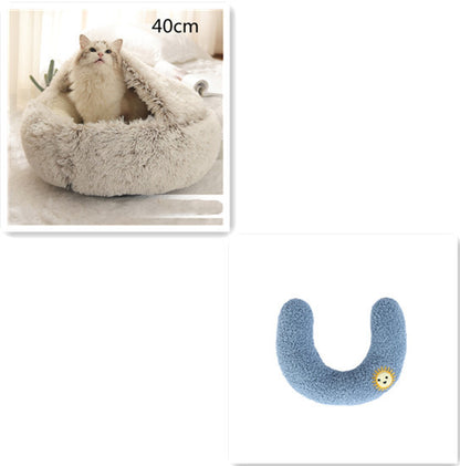 2-in-1 Winter Pet Bed | Warm Plush Dog and Cat Nest