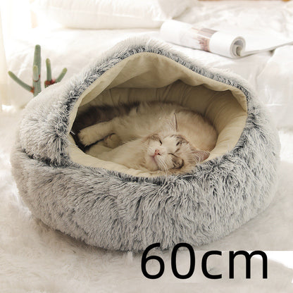 2-in-1 Winter Pet Bed | Warm Plush Dog and Cat Nest