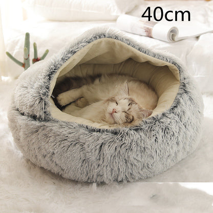 2-in-1 Winter Pet Bed | Warm Plush Dog and Cat Nest