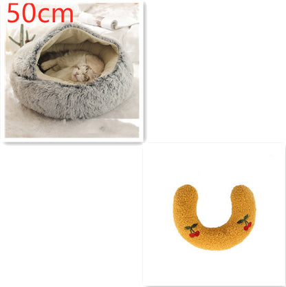 2-in-1 Winter Pet Bed | Warm Plush Dog and Cat Nest