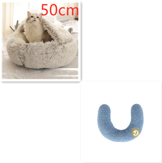 2-in-1 Winter Pet Bed | Warm Plush Dog and Cat Nest