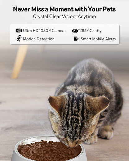 Smart Cat Feeder with 5G WiFi: 1080P HD Video, Night Vision, 2-Way Audio, and Voice Recording