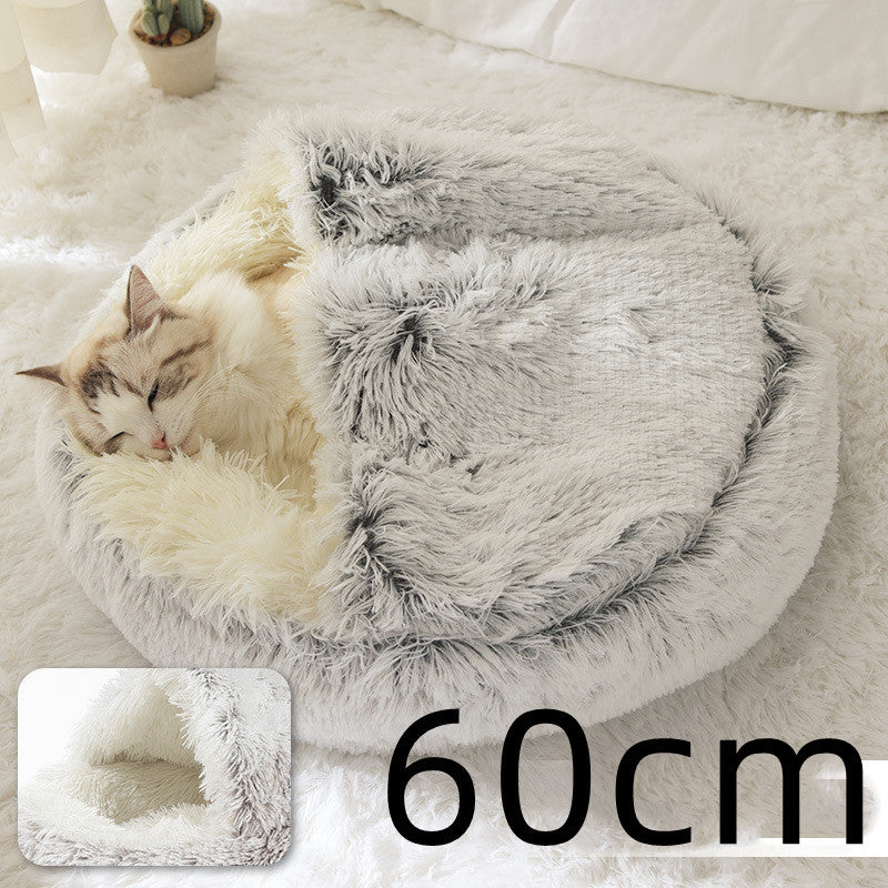 2-in-1 Winter Pet Bed | Warm Plush Dog and Cat Nest