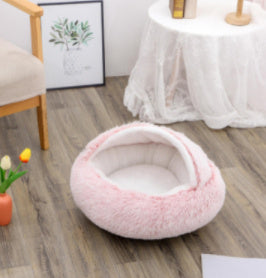 2-in-1 Winter Pet Bed | Warm Plush Dog and Cat Nest