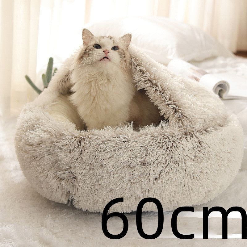 2-in-1 Winter Pet Bed | Warm Plush Dog and Cat Nest