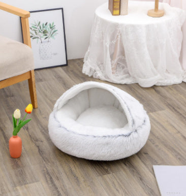 2-in-1 Winter Pet Bed | Warm Plush Dog and Cat Nest